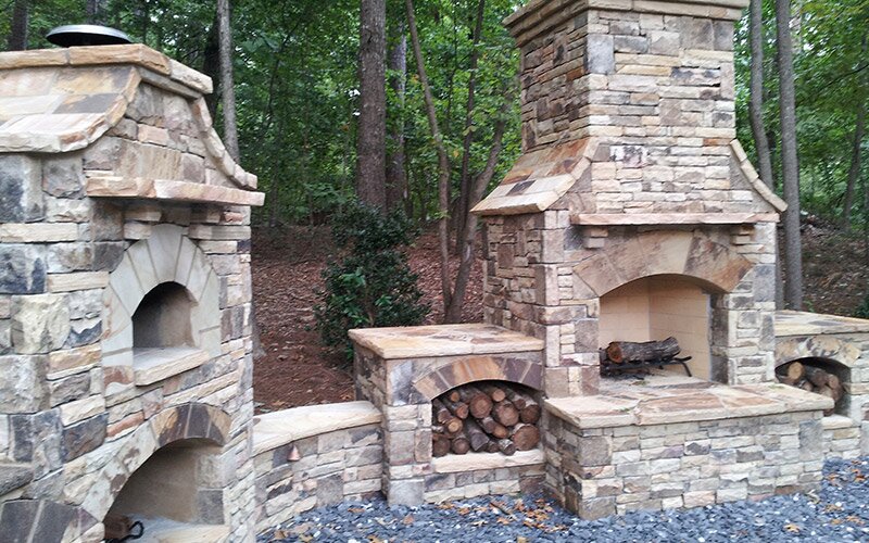 Outdoor Stone Fireplace