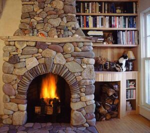 inside stone fireplace rubble masonry