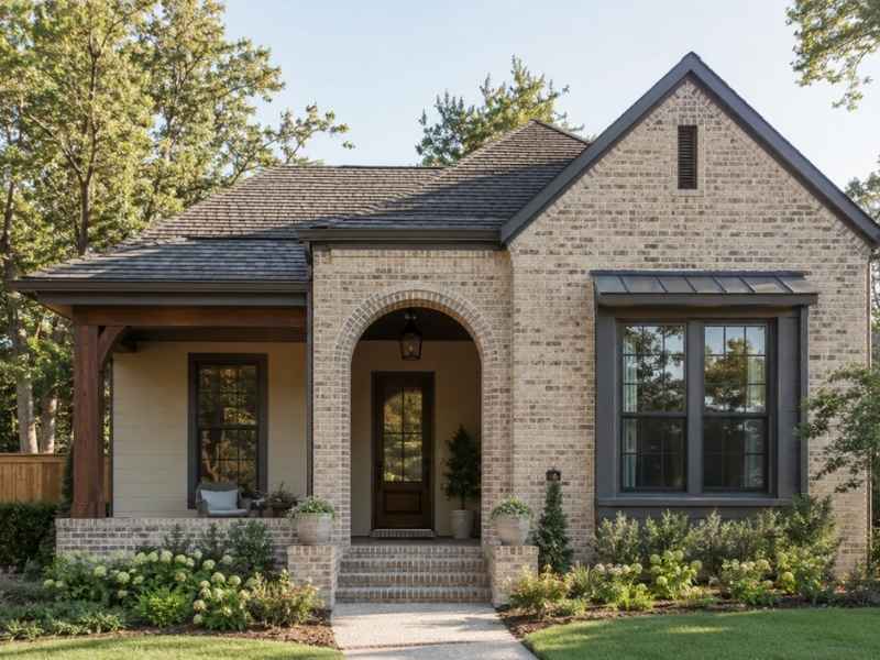 Brick archways adding character to a residential home exterior in Auburn Alabama.
