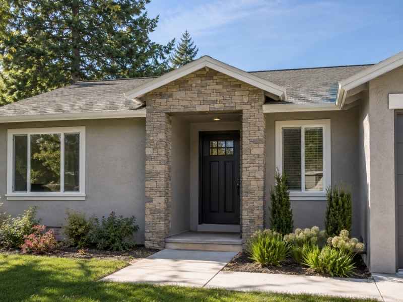 Stone entryways adding dimension to a plain home exterior in Auburn Alabama.
